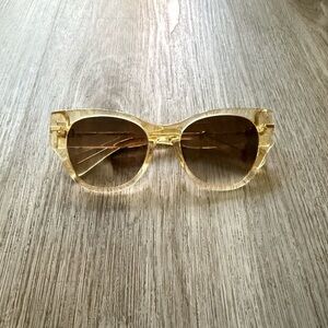 quay australia chit chat yellow clear modern retro cat eye sunglasses eyewear